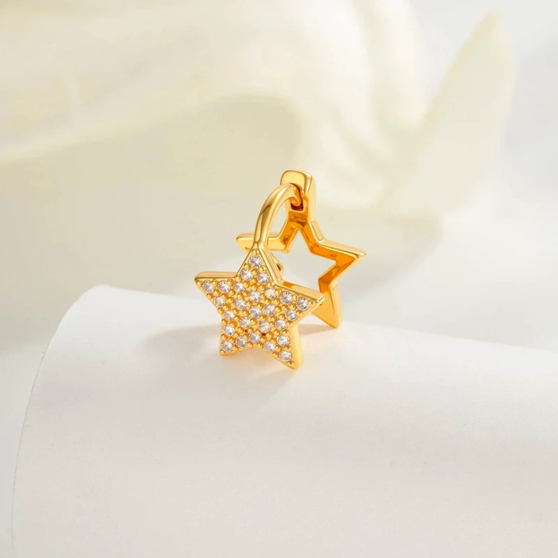 Metal Microencrusted Zircon Fivepointed Star Geometric Sweet Style Electroplated Women's Earrings - Image 5