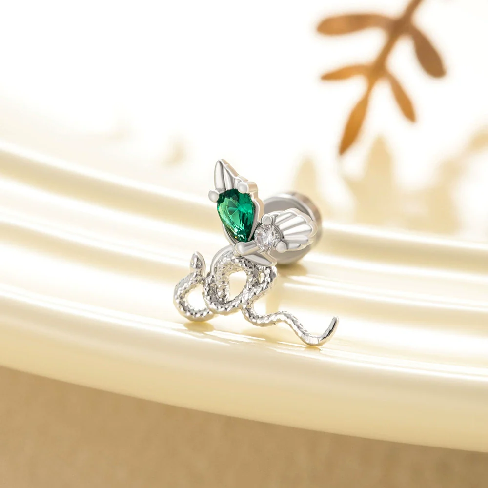 Metal Snakeshaped Doubleheaded Screw Ear Nail With Bow Pattern Electroplated For Women - Image 7