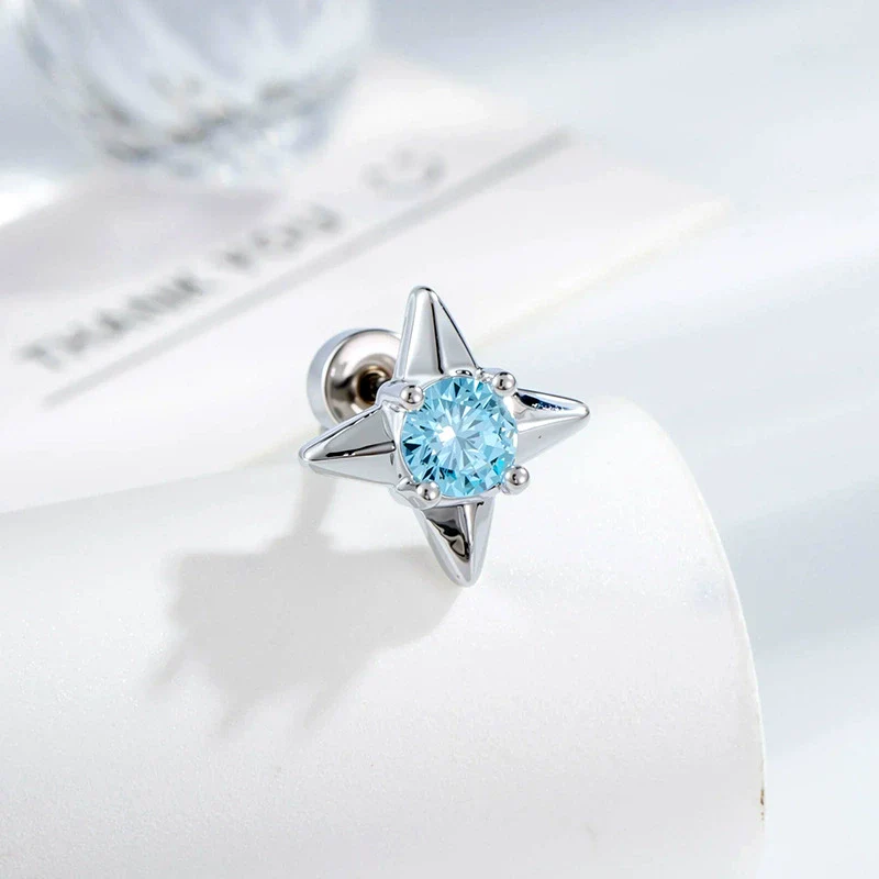Metal Star Shaped Piercing Earrings Set With Zirconia Fashion Unisex - Image 7