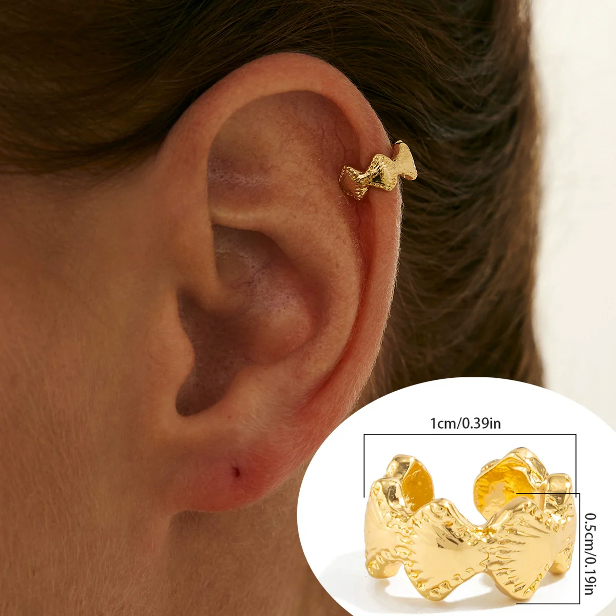 Metal Starfish Shell Cshaped Ear Clip And Flower Moon Earrings With Electroplating Star And Flower Pattern For Women - Image 20