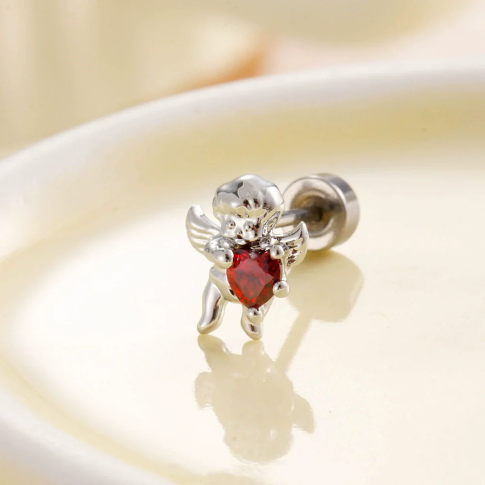 Metal Sweet Heart Shape Zircon Earrings For Women - Image 8