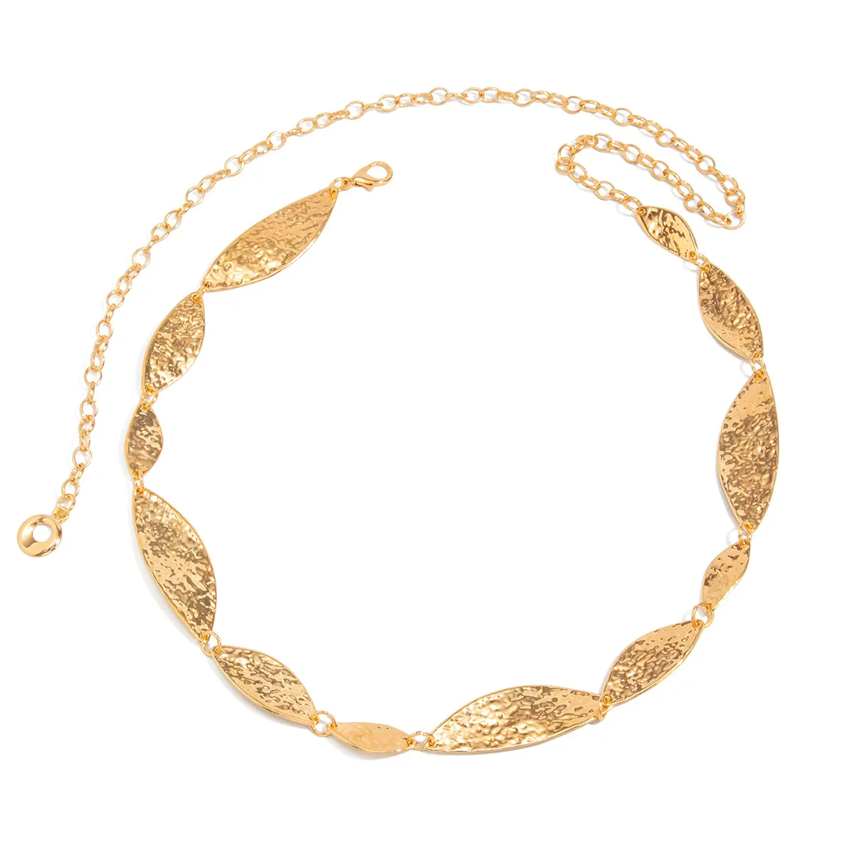 Metal Twisted Leaf Waist Chain For Women Fashionable Asymmetrical Water Ripple Geometric Body Chain Retro Style - Image 5