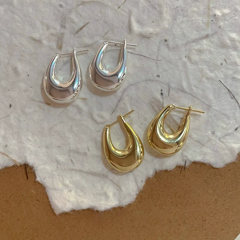 Metal Ushaped Women's Electroplated Earrings With Geometric Design - Image 4