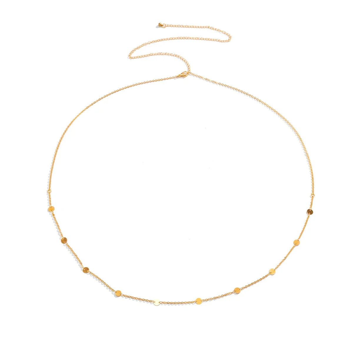 Metal Waist Chain Simple Hollow Sequin Punk Geometric Single Circle Stitching Men's Body Chain - Image 5