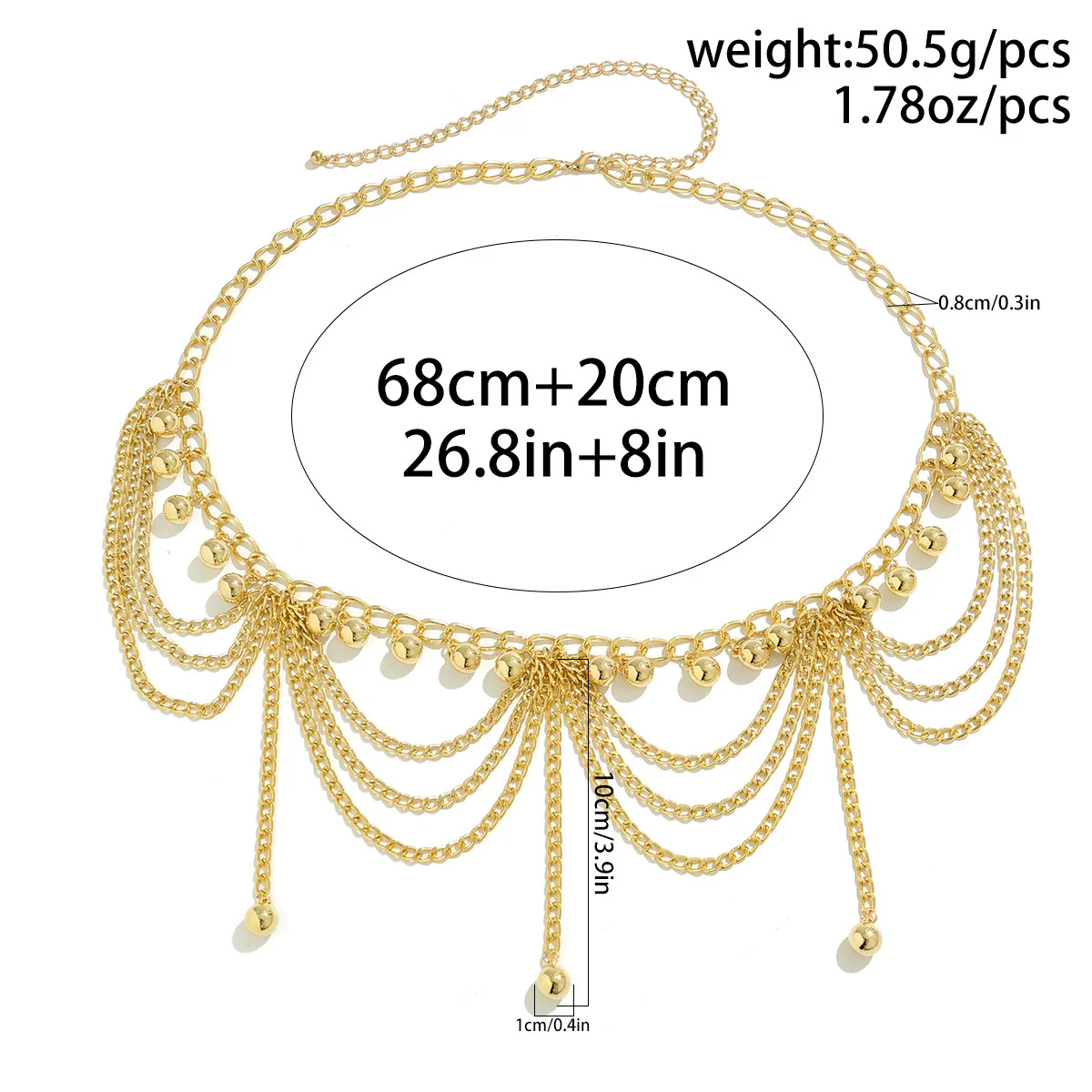 Metal Waist Chain With Love Pearl Star Tassel And Butterfly Design For Female - Image 5