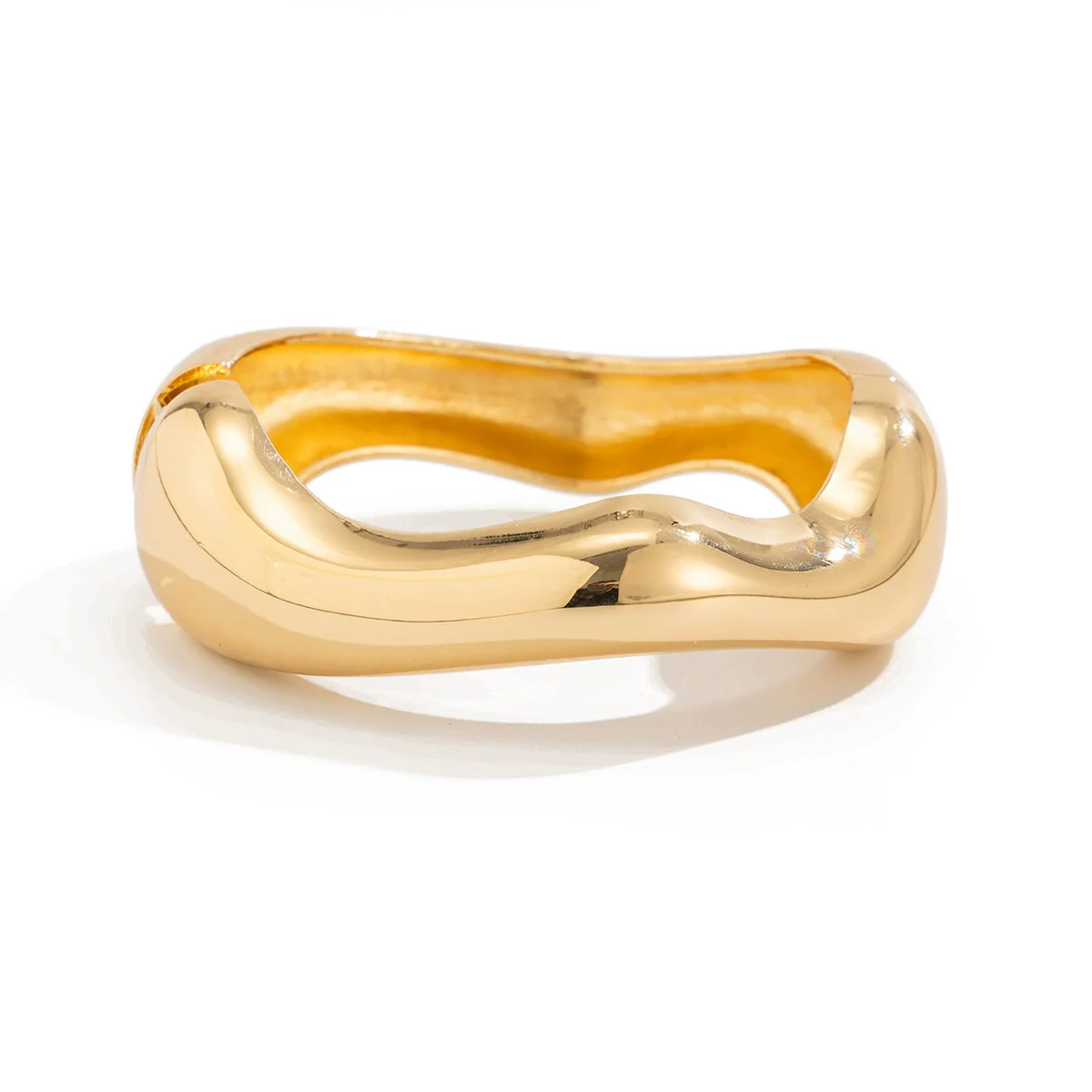 Metal Water Drop Hug Spring Geometric Irregular Smooth Open Electroplated Bracelet - Image 5