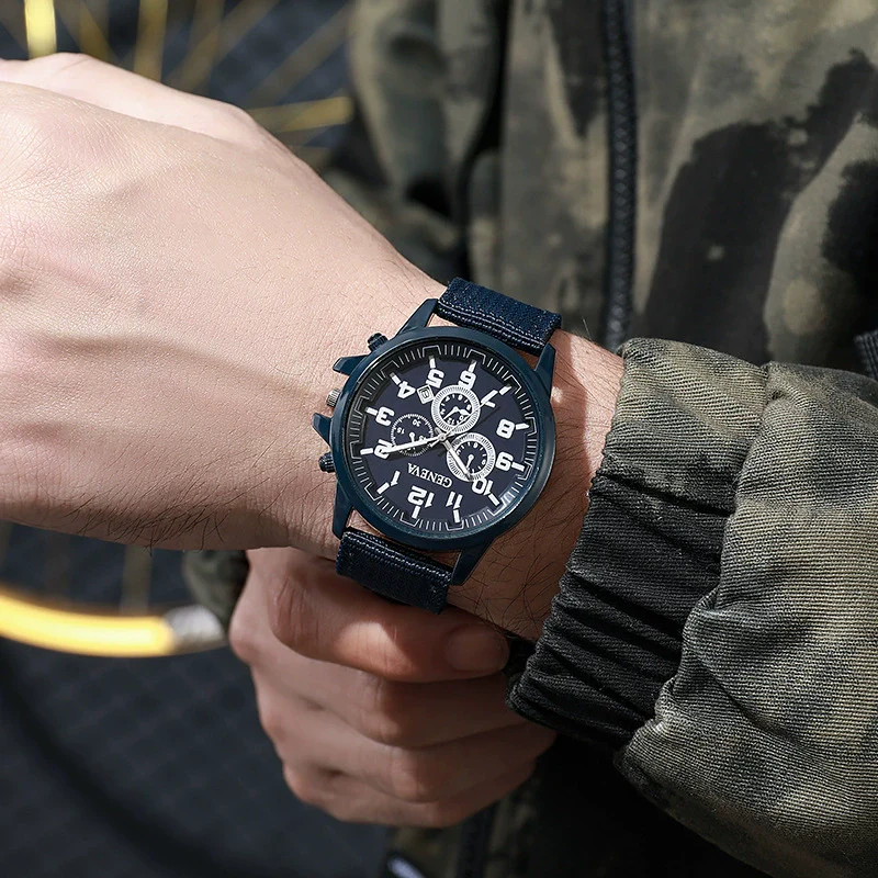 Military Style Men's Quartz Watch With Alloy Case Nylon Strap And Round Dial - Image 2