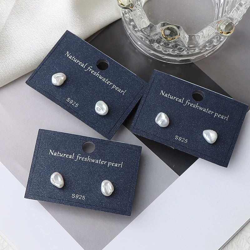 Minimalist Freshwater Pearl Earrings With S925 Silver Needle And Special Shape