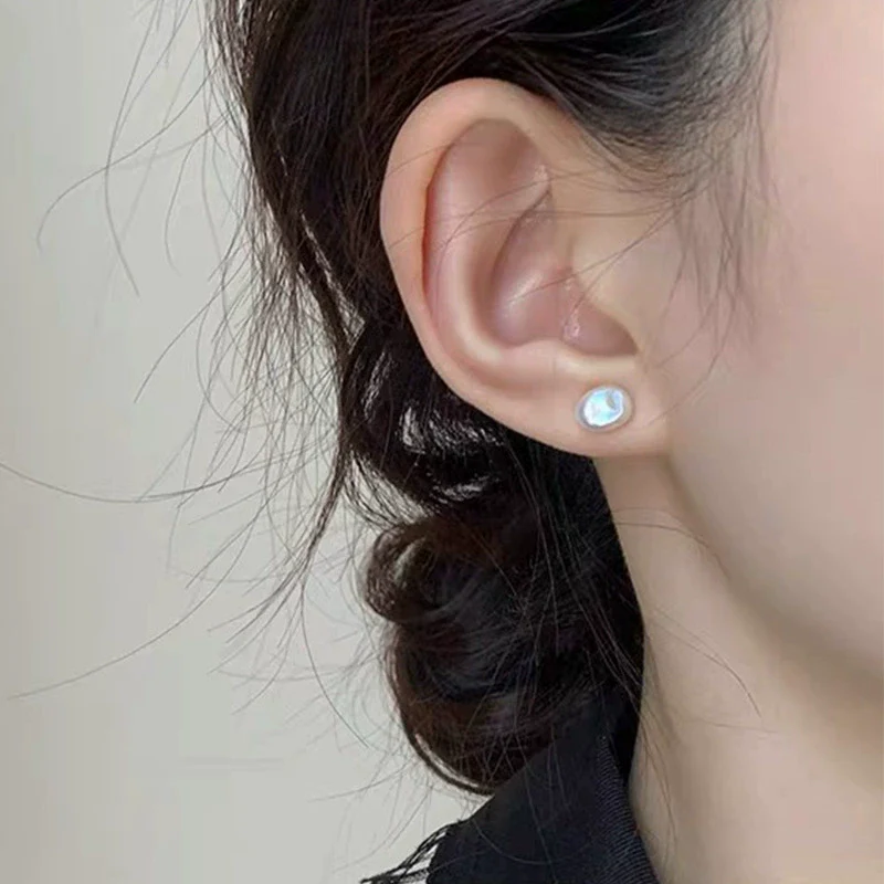 Minimalist Freshwater Pearl Earrings With S925 Silver Needle And Special Shape - Image 2