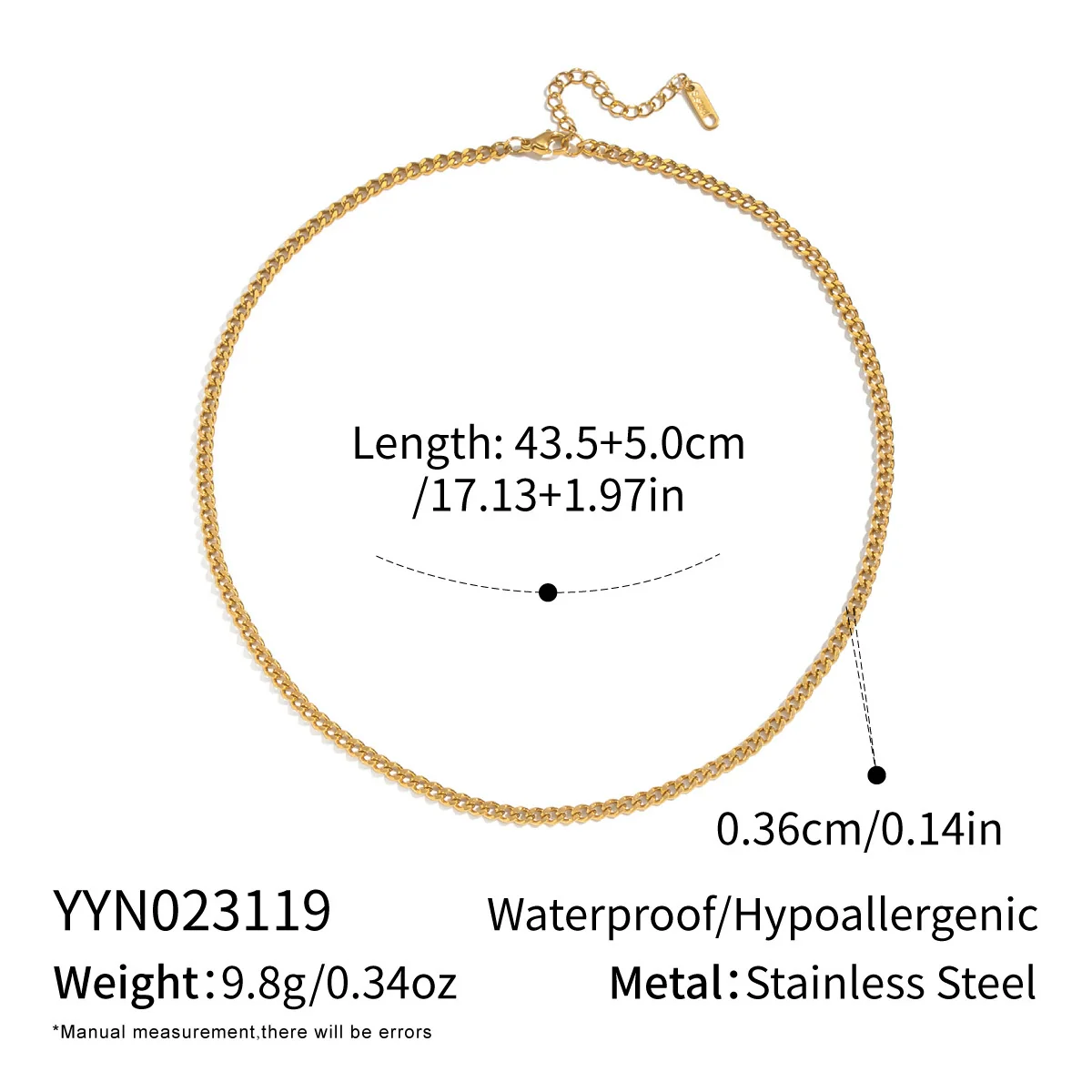 Minimalist Geometric 18K Real Gold Plated Regular Chain Necklace For Women - Image 12
