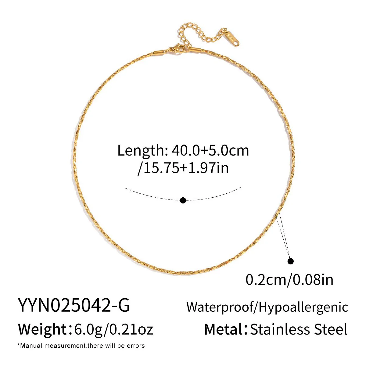 Minimalist Geometric 18K Real Gold Plated Regular Chain Necklace For Women - Image 6