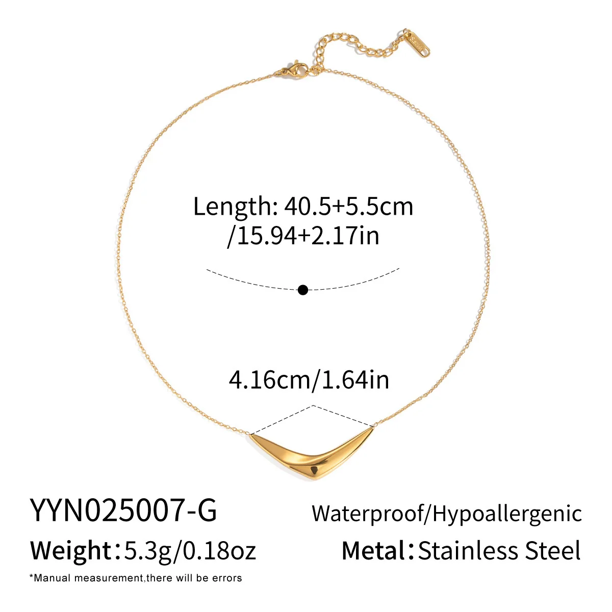 Minimalist Geometric Arc Pendant Necklace For Women Stainless Steel 18K Real Gold Plated With Pvd Furnace Vacuum Plating - Image 6