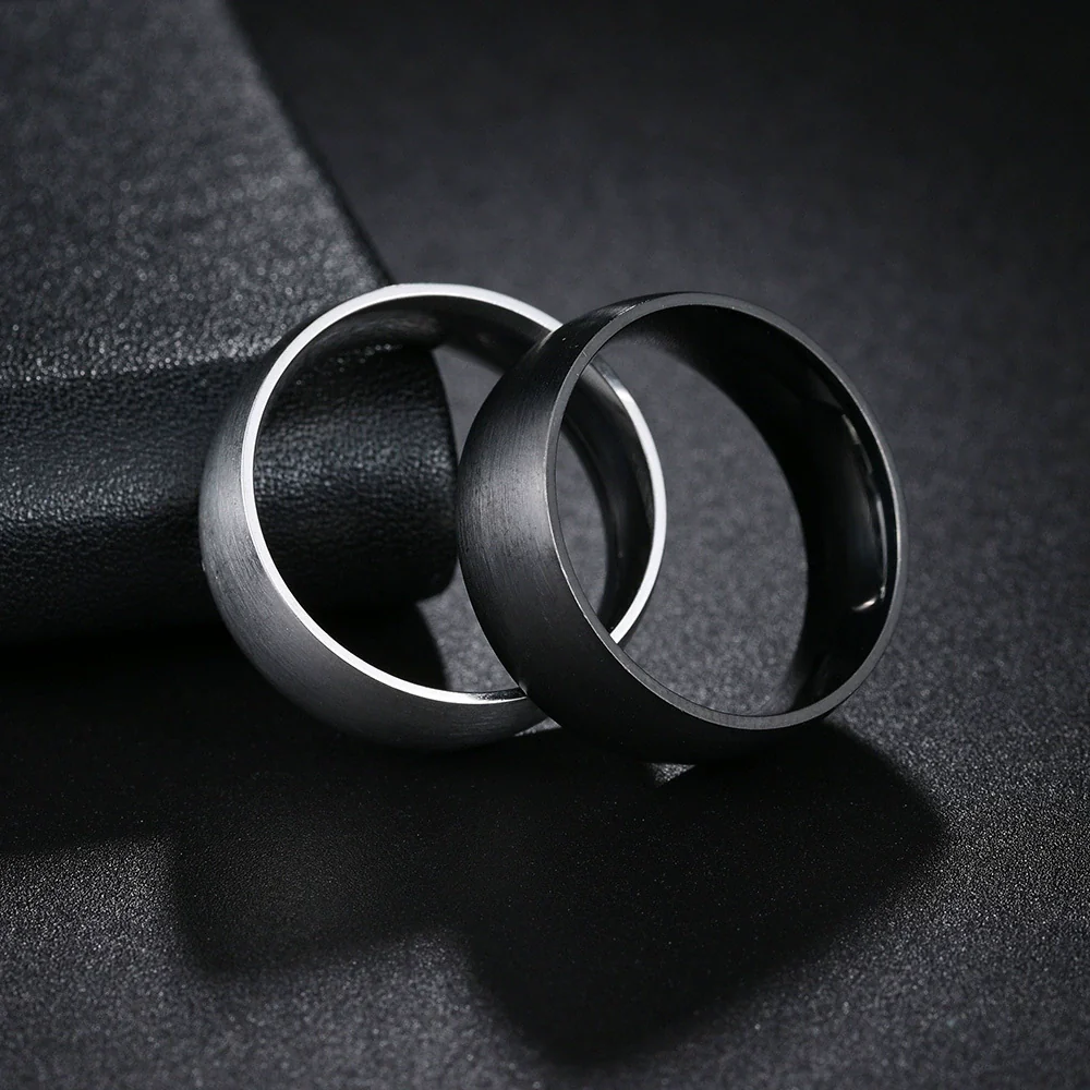 Minimalist Geometric Brushed Stainless Steel Ring With Electroplating Treatment - Image 3