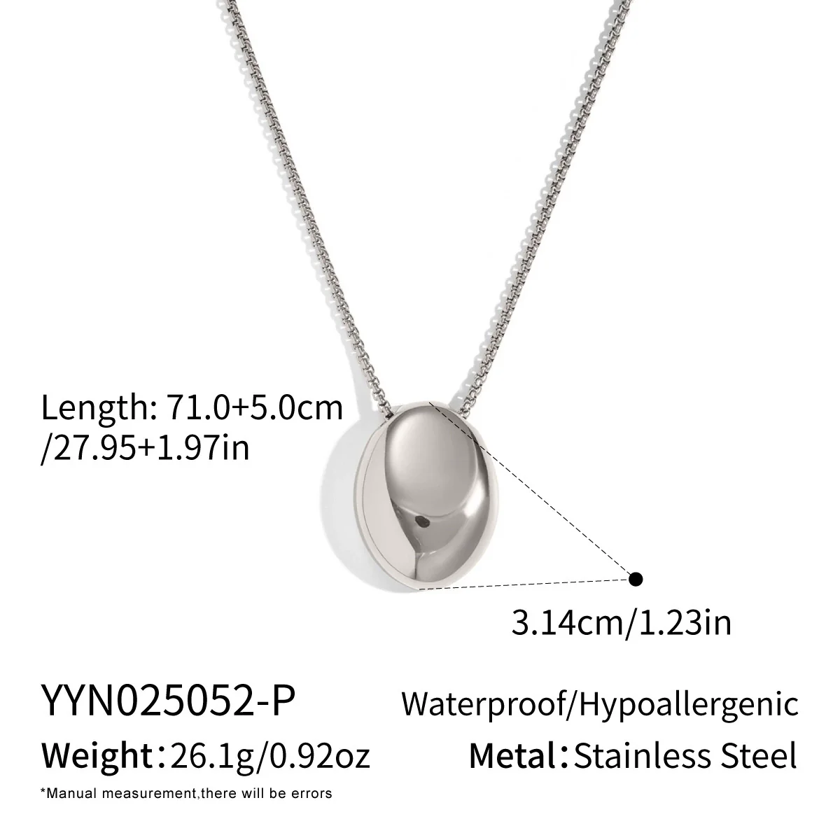 Minimalist Geometric Oval Pendant Sweater Necklace For Women Stainless Steel 18K Real Gold Plated - Image 7