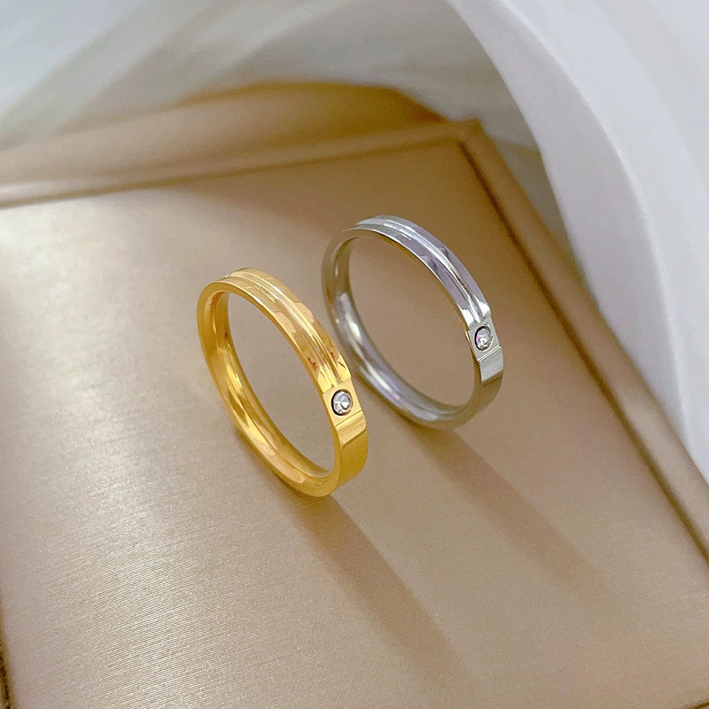 Minimalist Geometric Titanium Steel Crown Ring Unisex Polished