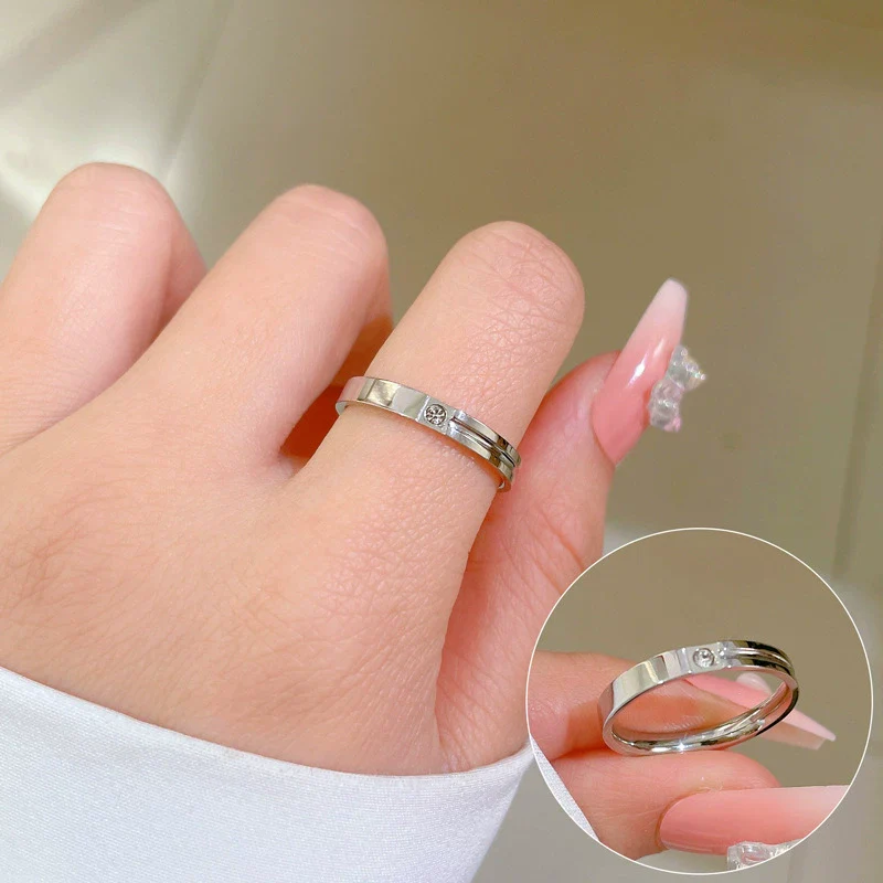 Minimalist Geometric Titanium Steel Crown Ring Unisex Polished - Image 5