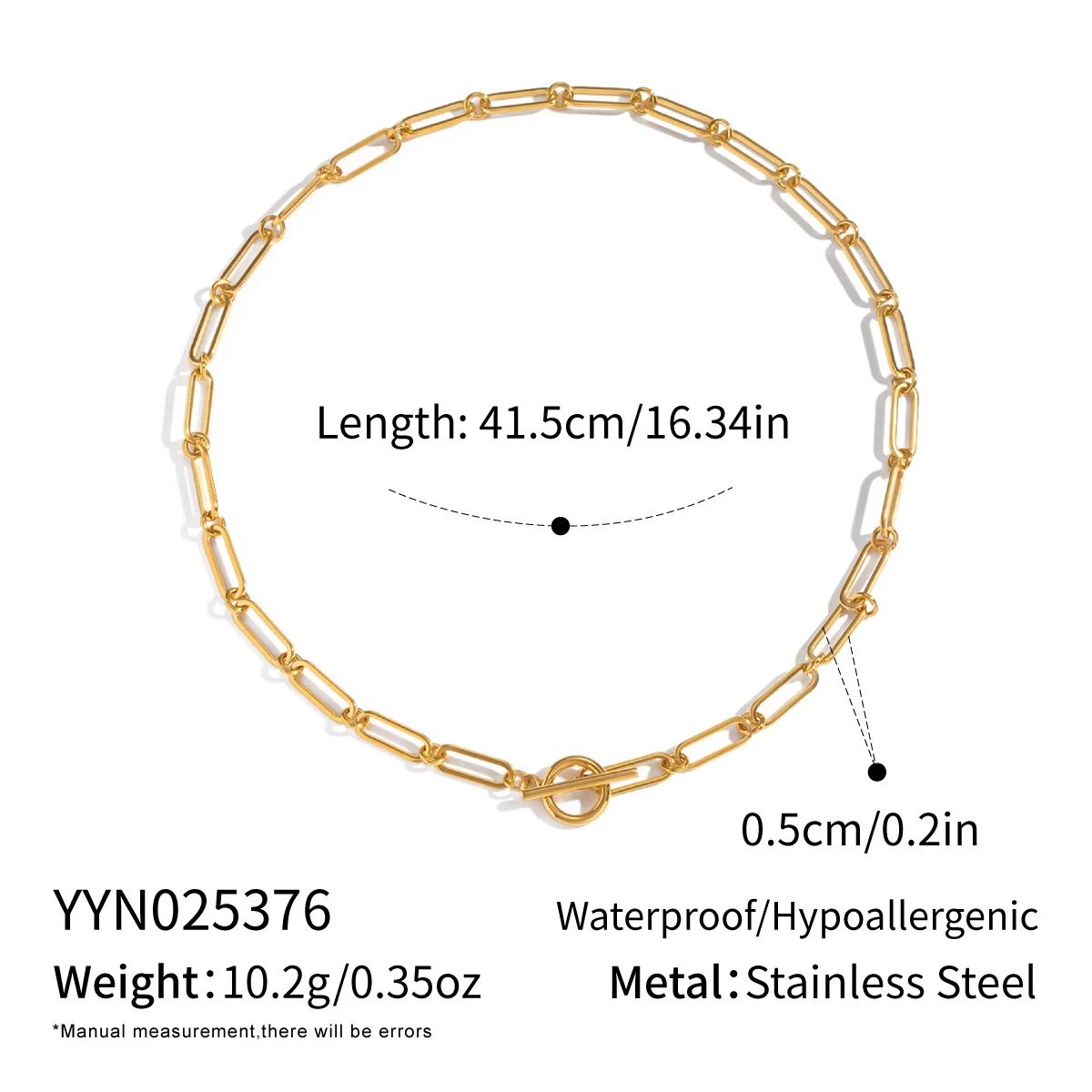 Minimalist Stacked Geometric Paperclip Chain Necklace And Bracelet Set Electroplated Stainless Steel And Titanium Steel Hip Hop Punk Streetwear Style For Women - Image 6