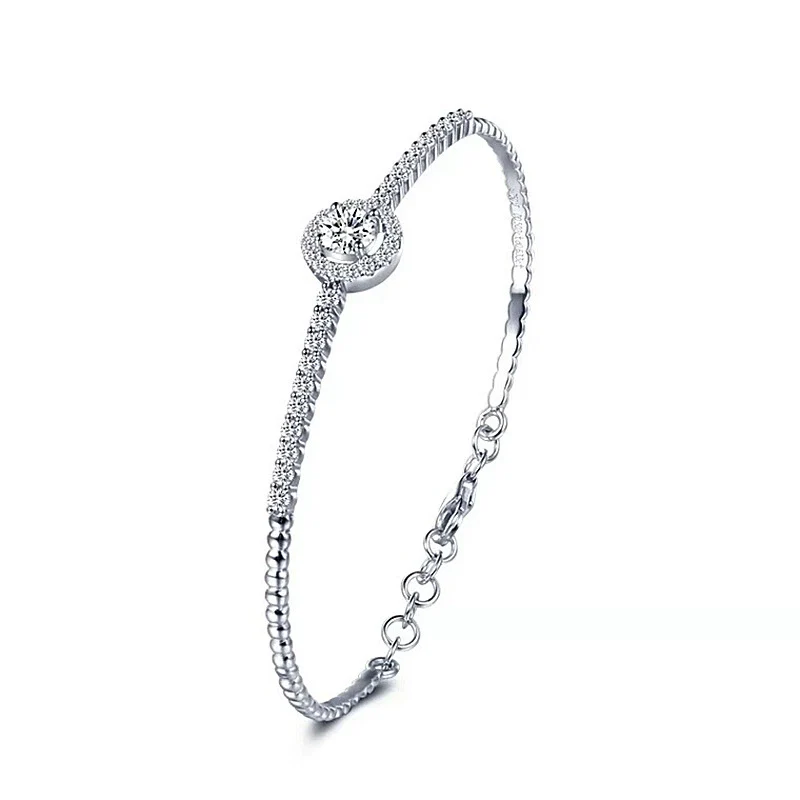 Moissanite 925 Sterling Silver Light Luxury Geometric Bracelet Set With Diamonds - Image 4