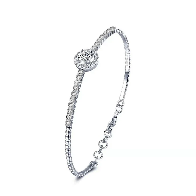 Moissanite 925 Sterling Silver Light Luxury Geometric Bracelet Set With Diamonds - Image 5