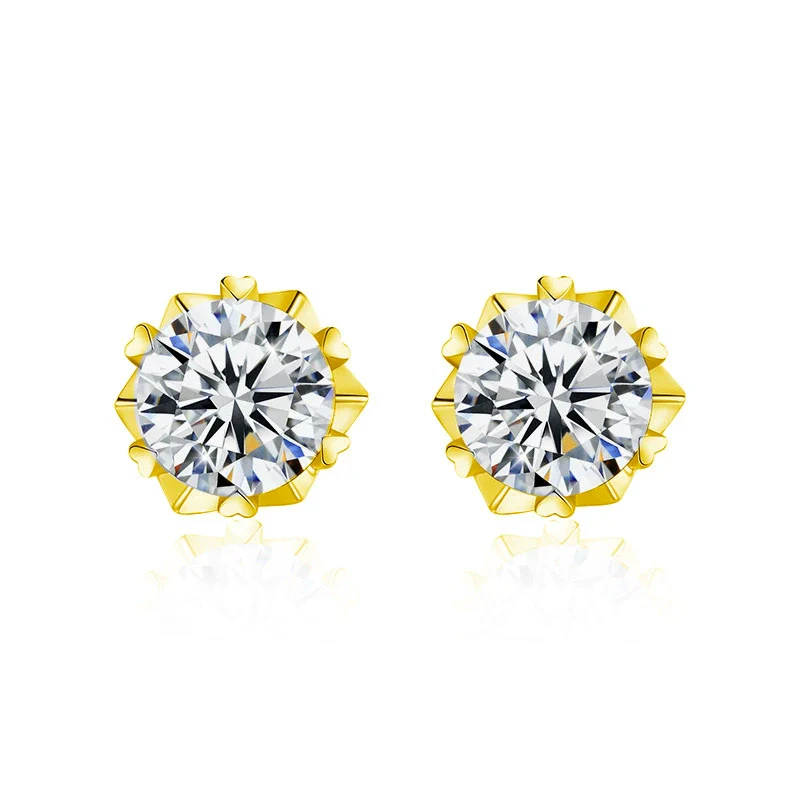 Moissanite Geometric 925 Sterling Silver Goldplated Electroplated Women's Earrings - Image 22