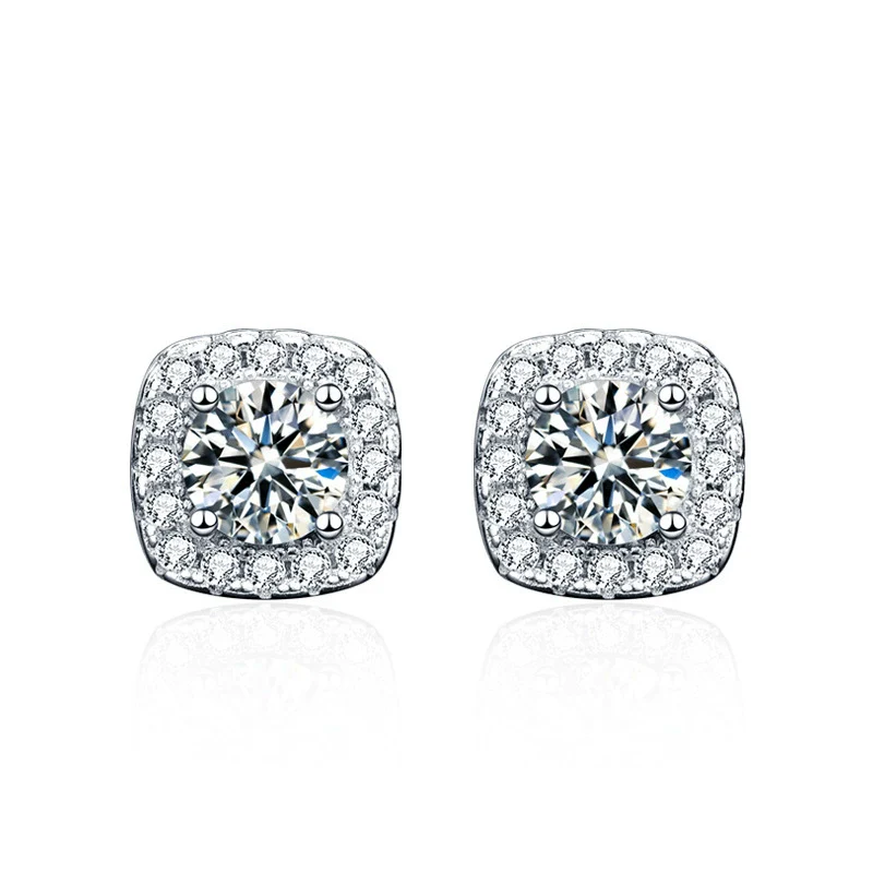 Moissanite Geometric 925 Sterling Silver Goldplated Electroplated Women's Earrings - Image 25