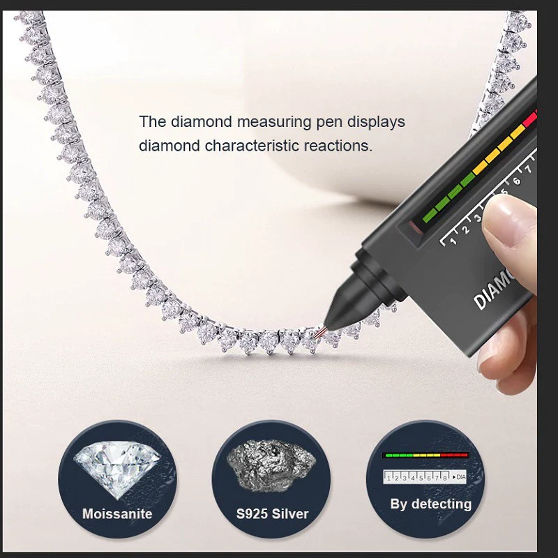 Moissanite Necklace 925 Silver Geometric Style Set With Diamonds