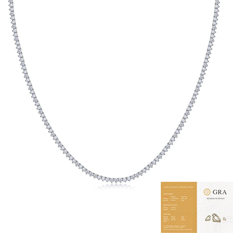 Moissanite Necklace 925 Silver Geometric Style Set With Diamonds - Image 5