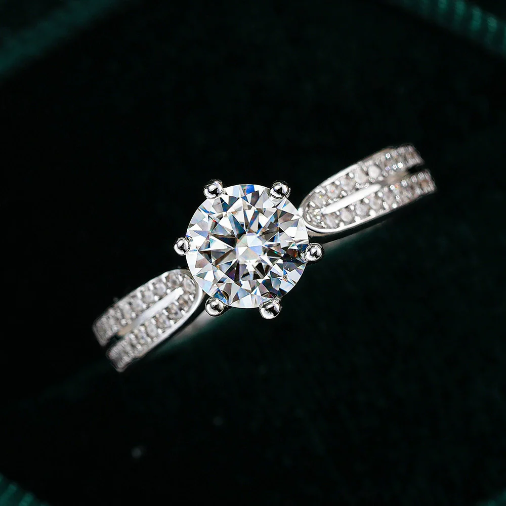 Moissanite Ring S925 Sterling Silver Geometric Design For Women - Image 2