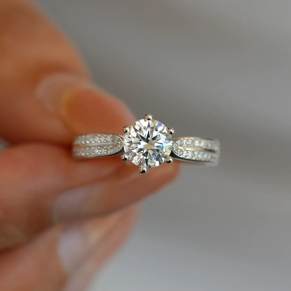 Moissanite Ring S925 Sterling Silver Geometric Design For Women - Image 4