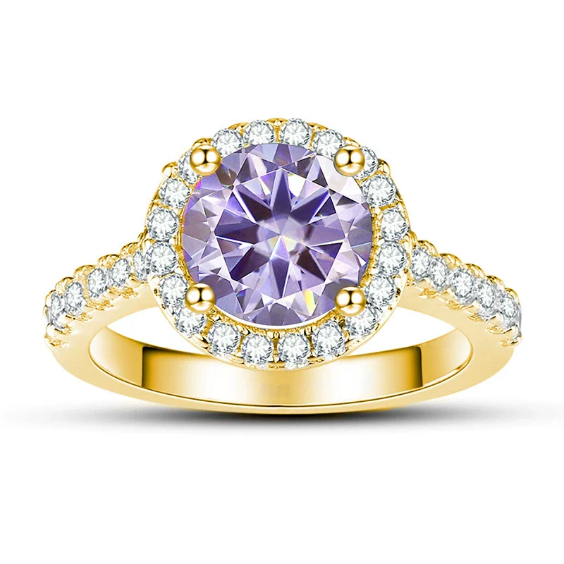 Moissanite Ring S925 Sterling Silver Round Shape Set With Gems Men's