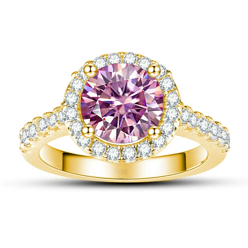 Moissanite Ring S925 Sterling Silver Round Shape Set With Gems Men's - Image 14