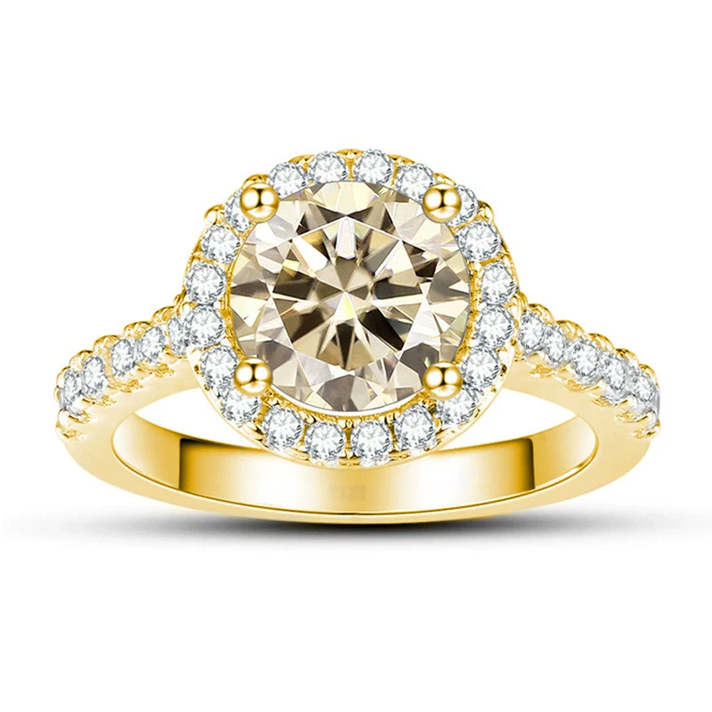 Moissanite Ring S925 Sterling Silver Round Shape Set With Gems Men's - Image 20