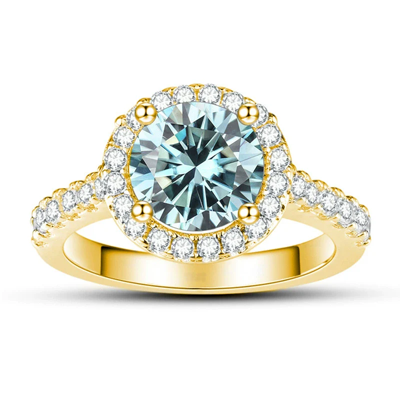 Moissanite Ring S925 Sterling Silver Round Shape Set With Gems Men's - Image 3
