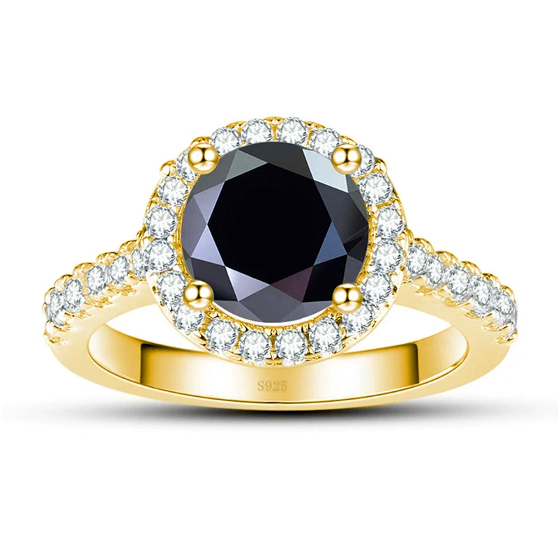 Moissanite Ring S925 Sterling Silver Round Shape Set With Gems Men's - Image 6