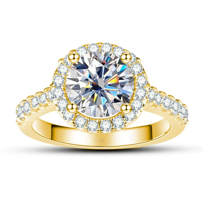 Moissanite Ring S925 Sterling Silver Round Shape Set With Gems Men's - Image 7