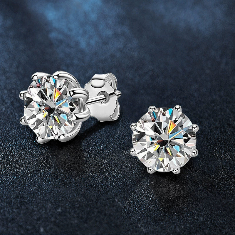 Moissanite S925 Sterling Silver Geometric Minimalist Earrings For Girls - Image 2