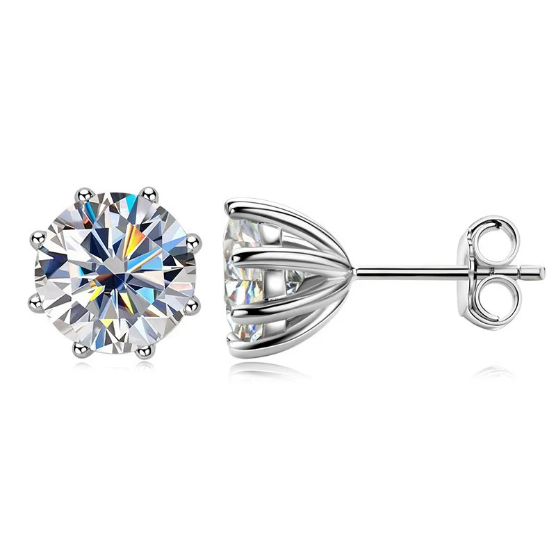 Moissanite S925 Sterling Silver Geometric Minimalist Earrings For Girls - Image 3