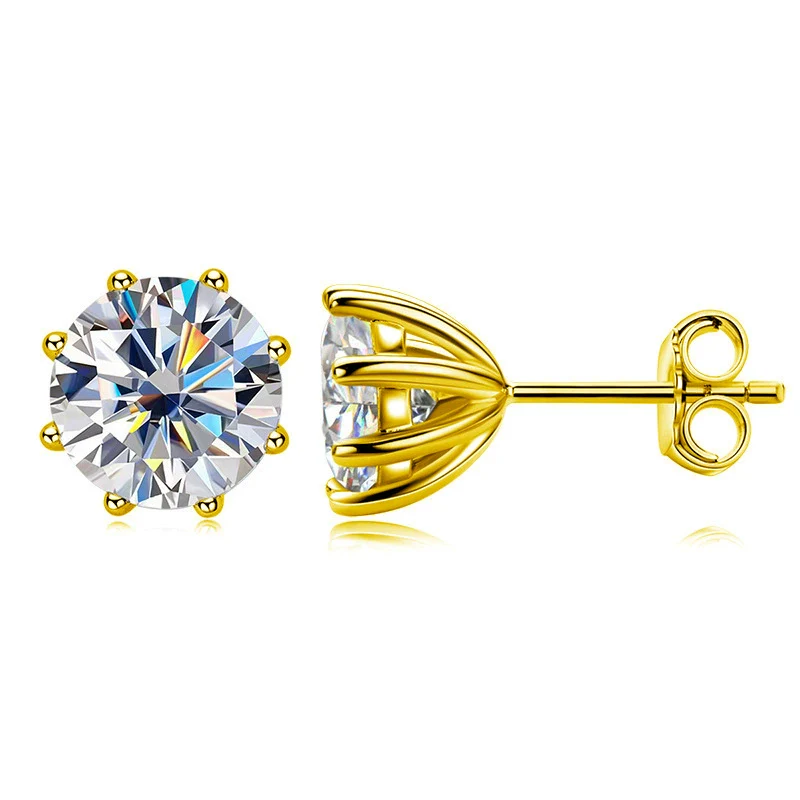 Moissanite S925 Sterling Silver Geometric Minimalist Earrings For Girls - Image 4