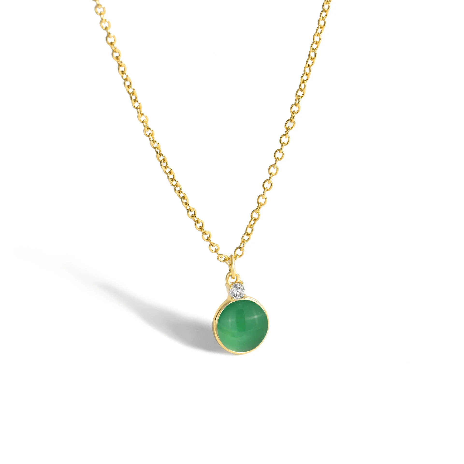 Multicolor Round Gem Ochain Necklace Plated With Real Gold Geometric Style - Image 5