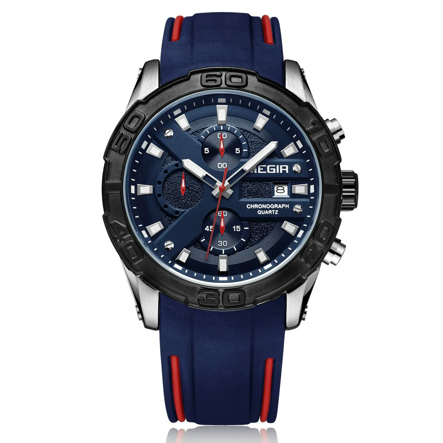 Multifunctional Chronograph Luminous Calendar Men's Alloy And Silicone Sports Quartz Watch With Round Dial - Image 3