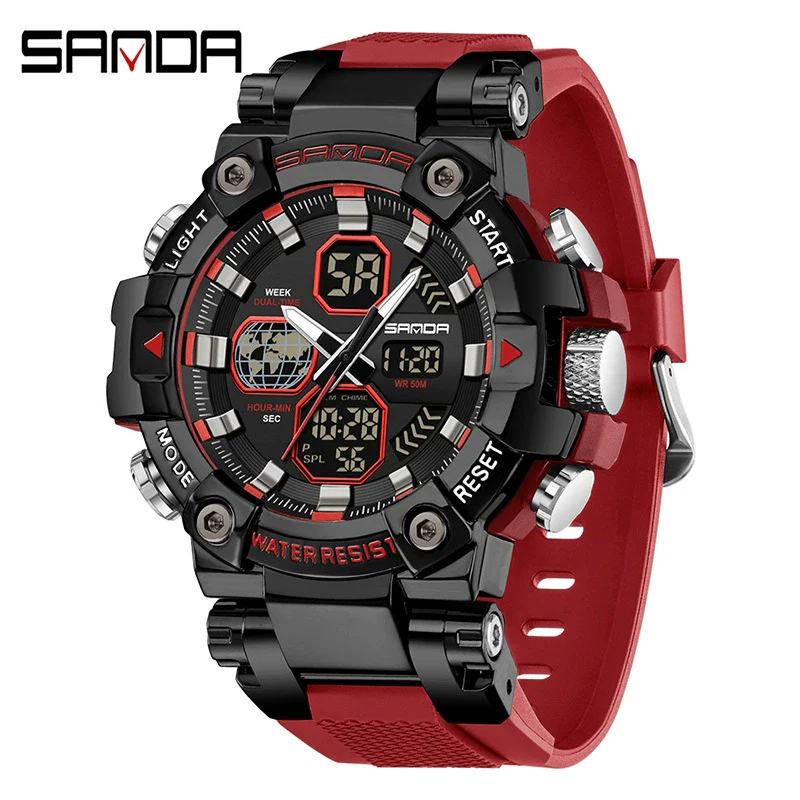 Multifunctional Electronic Sports Watch For Students Tpu Zinc Alloyabs Acrylic Mirror Round Dial - Image 9