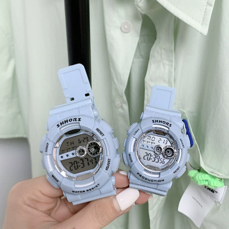 Multifunctional Electronic Watch For Couples And Students With Plastic Mirror Silicone Case And Strap Luminous Waterproof Casual Style - Image 7