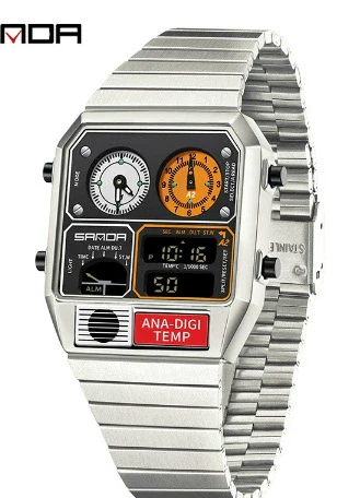 Multifunctional Electronic Watch Square Steel Band Luminous Highend Style - Image 10