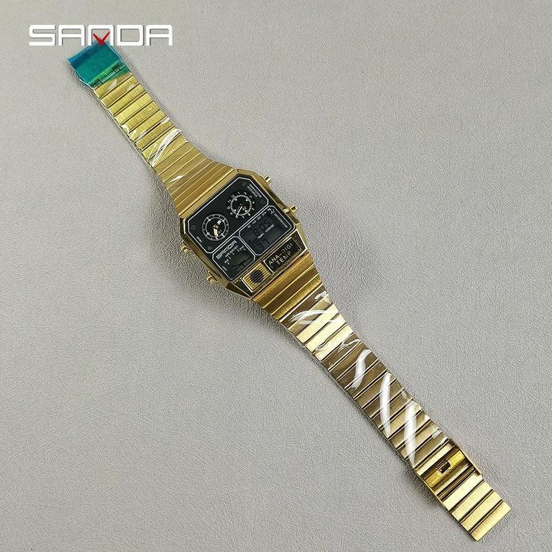 Multifunctional Electronic Watch Square Steel Band Luminous Highend Style - Image 2