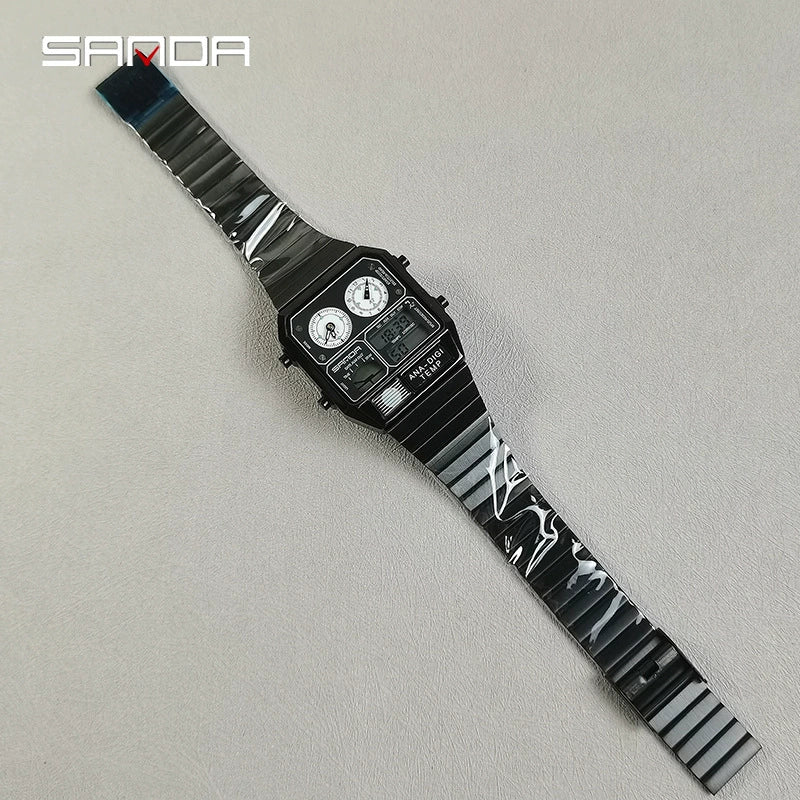 Multifunctional Electronic Watch Square Steel Band Luminous Highend Style - Image 3