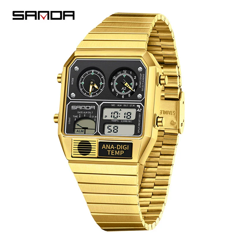 Multifunctional Electronic Watch Square Steel Band Luminous Highend Style - Image 6