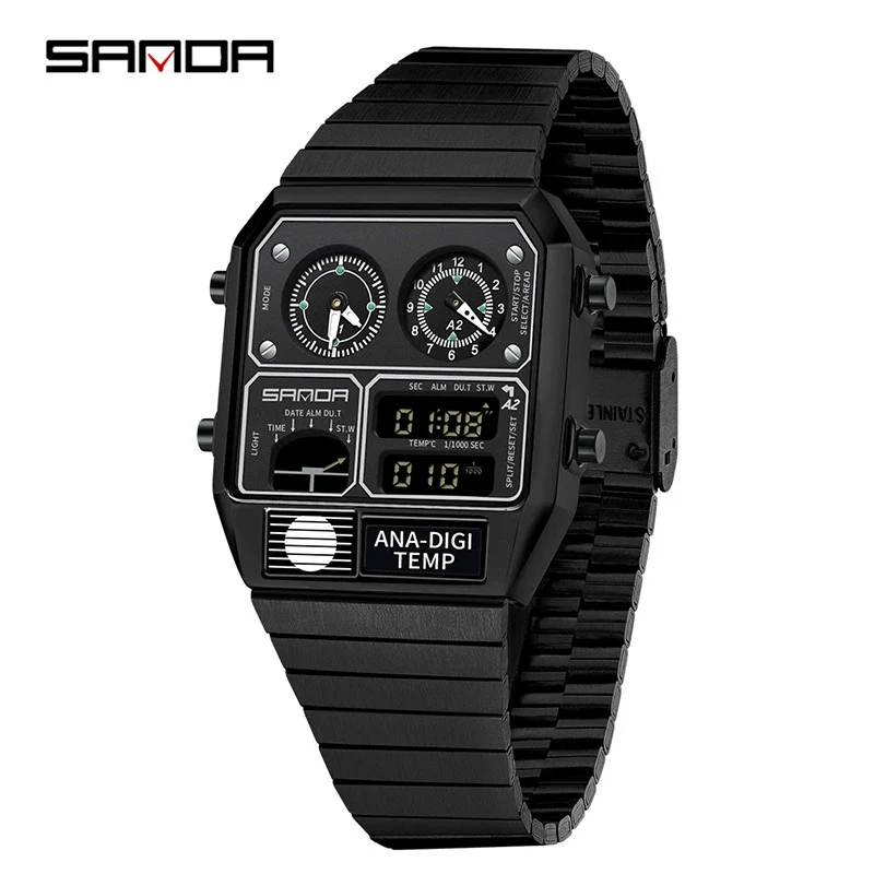 Multifunctional Electronic Watch Square Steel Band Luminous Highend Style - Image 9