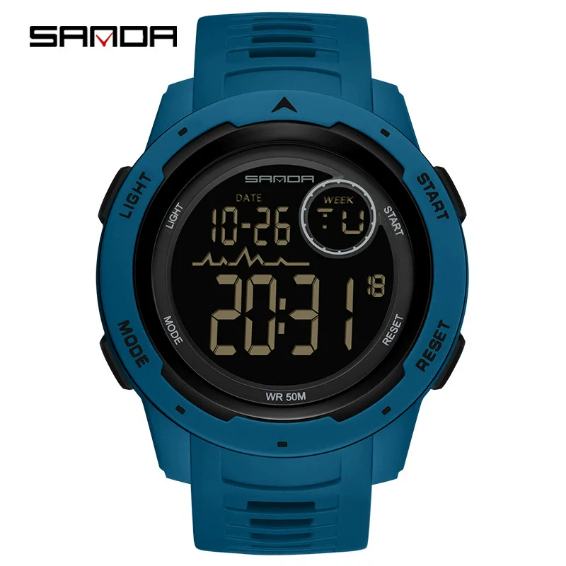Multifunctional Electronic Waterproof Sports Men's Watch Resin Case And Strap Round Dial - Image 10