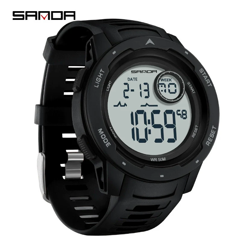 Multifunctional Electronic Waterproof Sports Men's Watch Resin Case And Strap Round Dial - Image 2