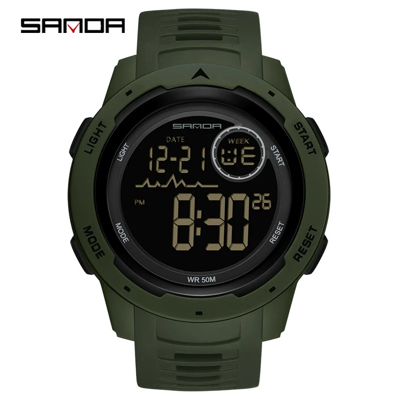Multifunctional Electronic Waterproof Sports Men's Watch Resin Case And Strap Round Dial - Image 3